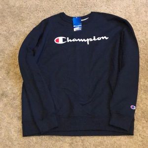 Navy Blue Champion Fleece Crew Neck Sweatshirt
